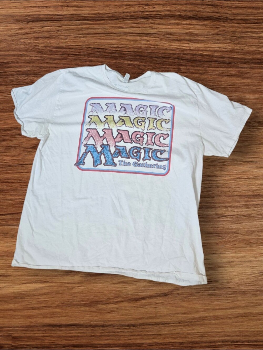 Magic The Gathering White Short Sleeve Tee with Multicolor Retro Logo